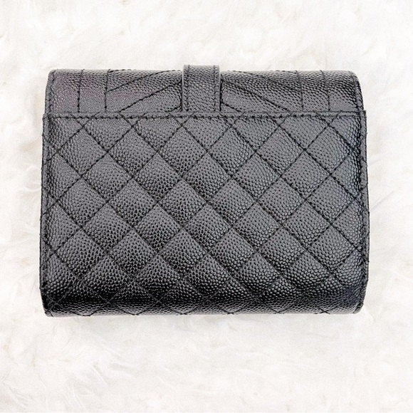 NEW Saint Laurent YSL Trifold Quilted Leather Wallet - Picture 3 of 7